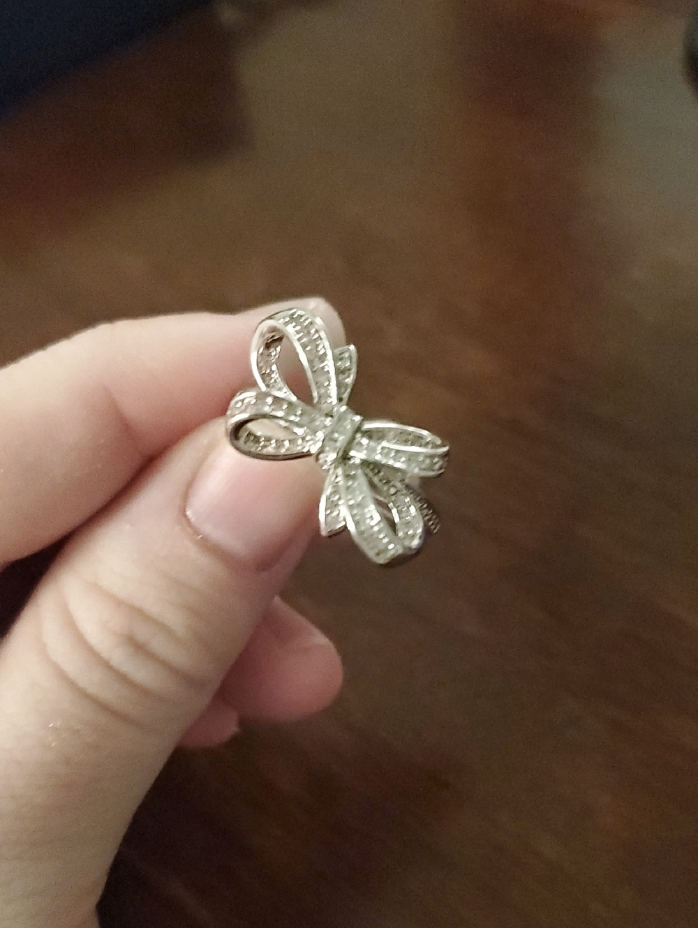 Crystal Bow Brooch in Polished Silver-Tone